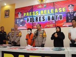 Polres Batu Amankan Tersangka Penembakan Tukang Bakso