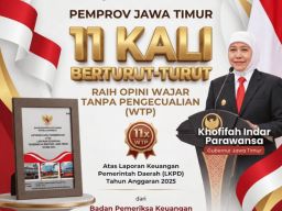 Pemprov Jatim Kembali Raih Opini WTP ke-11 Berturut-turut,Tindak Lanjut Rekomendasi BPK Capai 86,20%