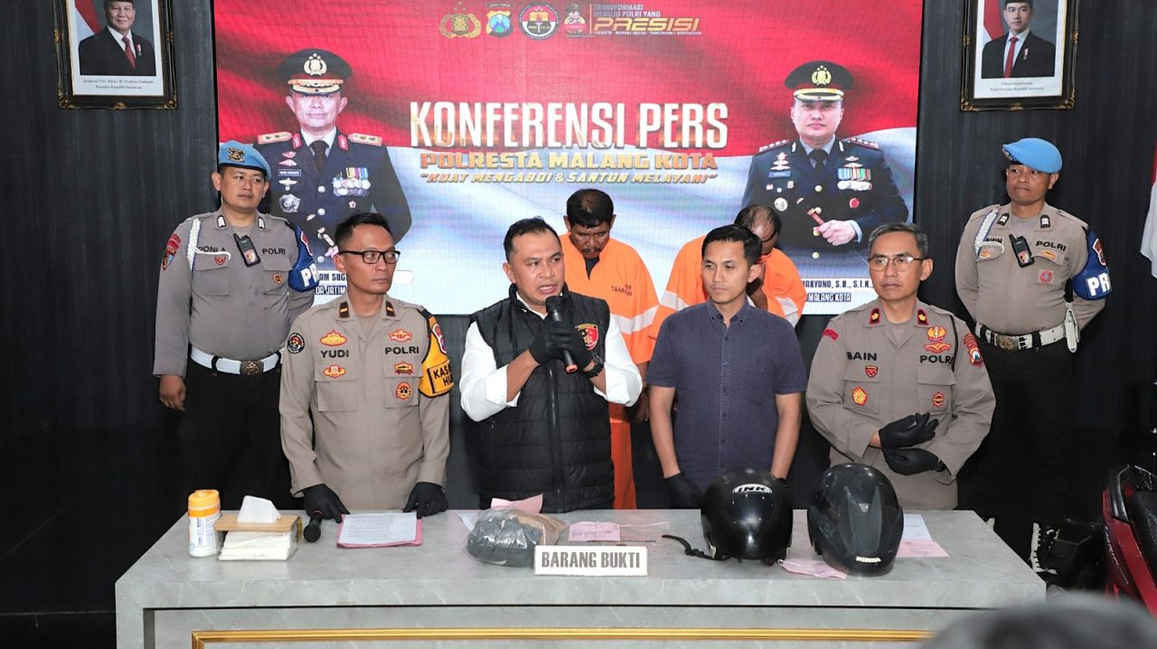 Satreskrim Polresta Malang Kota Tangkap Dua Tersangka Jambret Viral