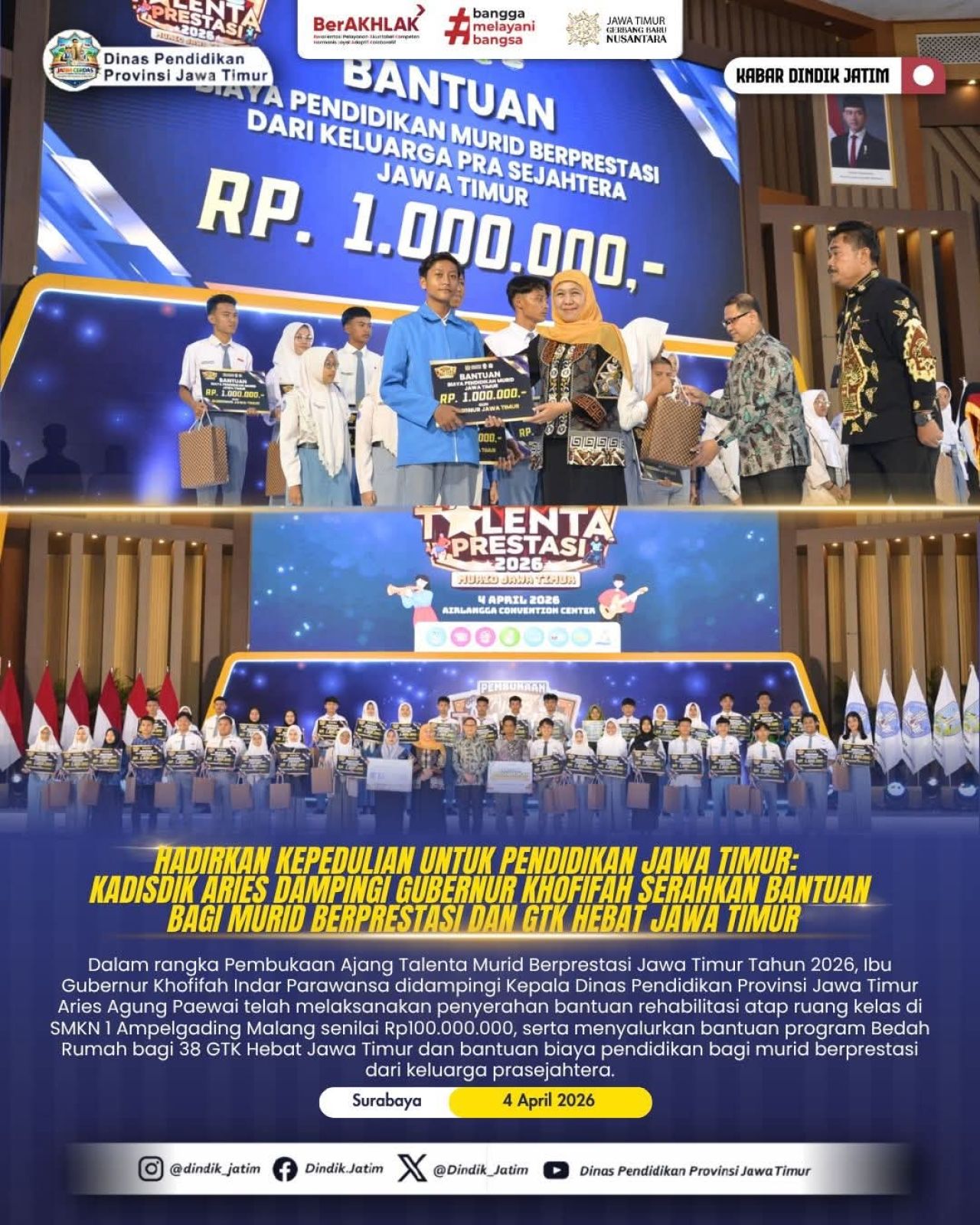 Pemprov Jatim Tegaskan Pendidikan Inklusif di Ajang Talenta Murid Berprestasi 2026