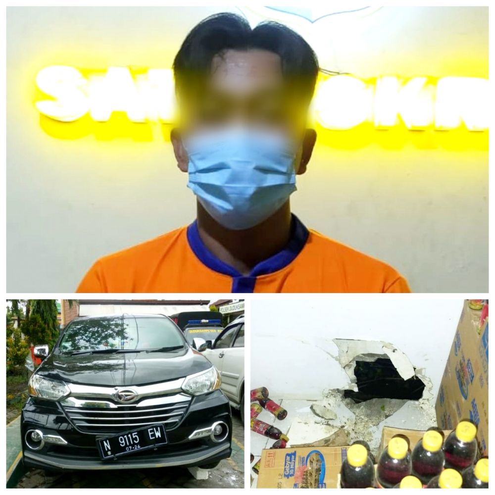 Tersangka pembobol Alfamart yang diamankan petugas bersama barang bukti