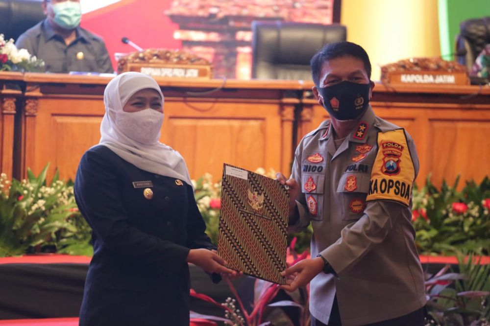 Kapolda Jatim saat menghadiri Rakor di Grand City