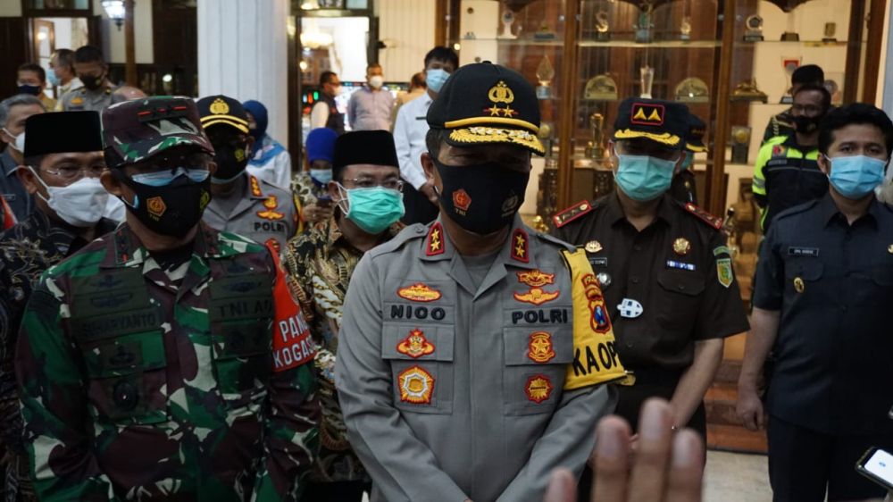 Kapolda Jatim saat ramah tamah di Sidoarjo gelar koordinasi Pilkada 2020