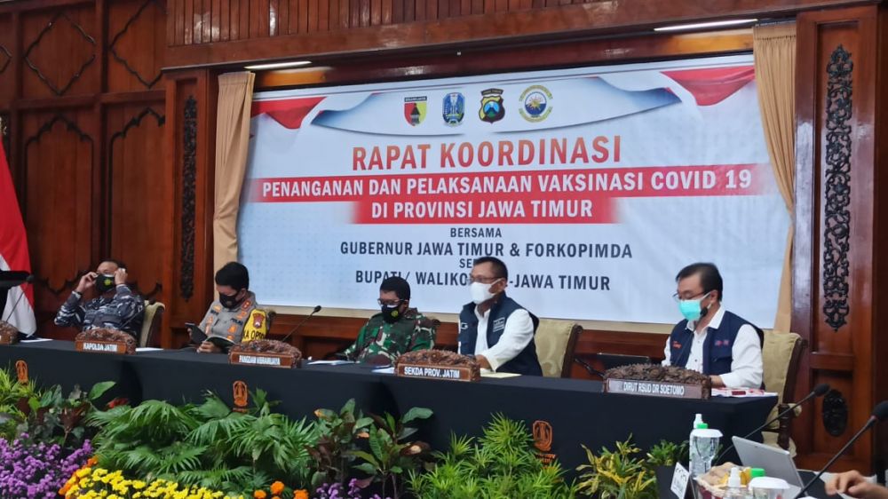 Forkopimda rapat koordinasi Covid-19 di kantor Gubernur Jatim