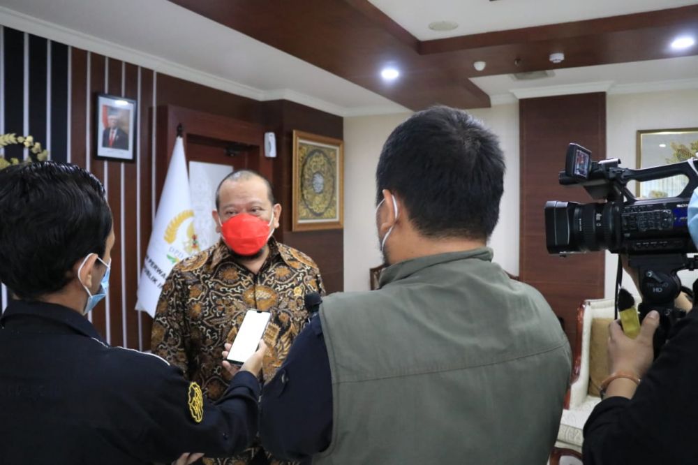 Ketua DPD RI LaNyalla saat Prescon di Jakarta soal ekspor perdana gurita