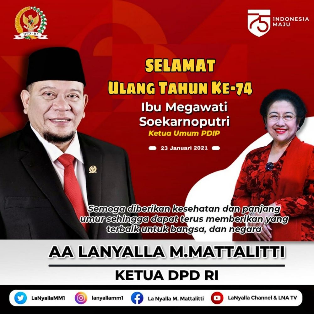 Ketua DPD RI LaNyalla panjatkan doa di hari ulang tahun Megawati Soekarnoputri