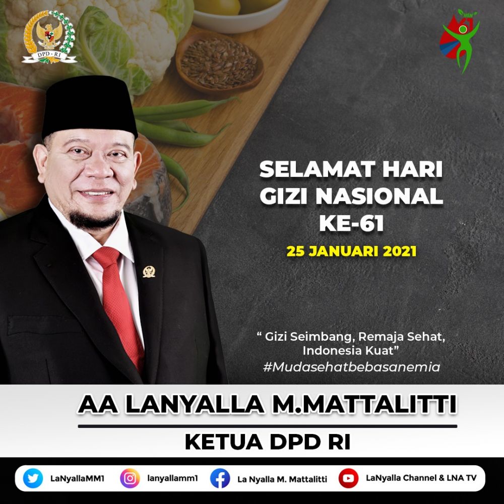 Ketua DPD RI LaNyalla titip pesan untuk generasi muda di hari gizi Nasional