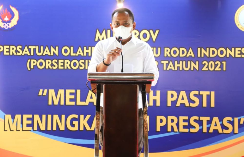 Sekdaprov Jatim Heru Tjahjono saat menghadiri Musprov Porserori 