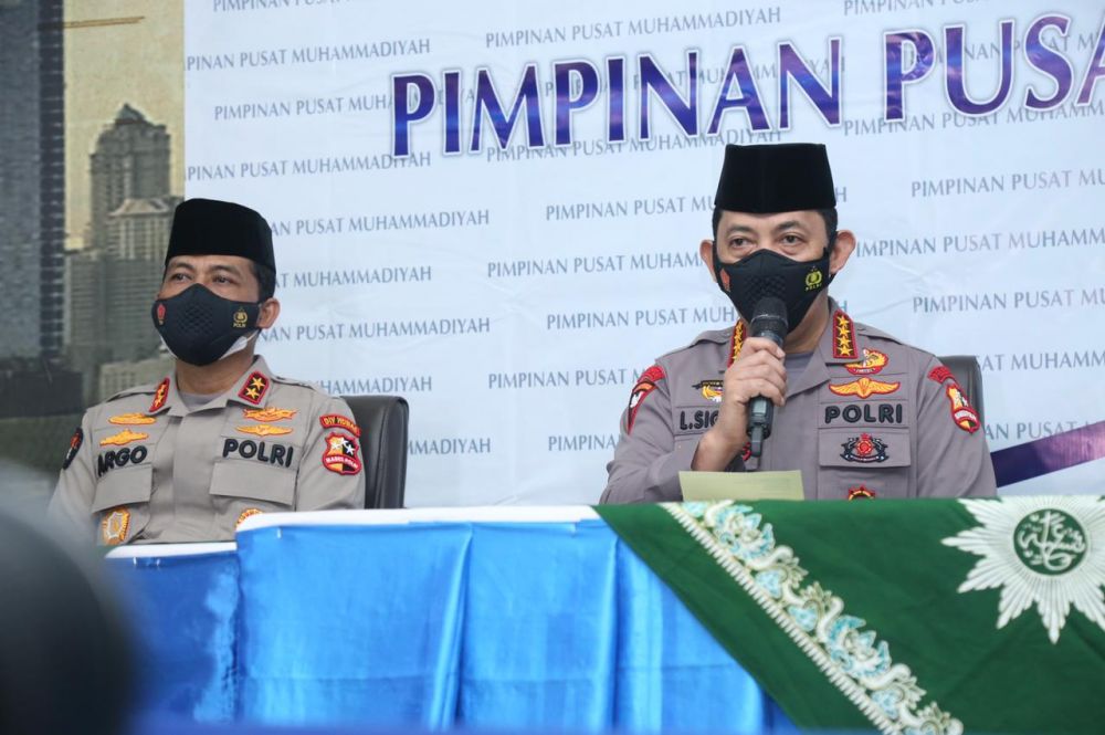 Sekjen PP Muhammadiyah Abdul Mu'ti di dampingi Kapolri Jenderal Listyo Sigit Prabowo