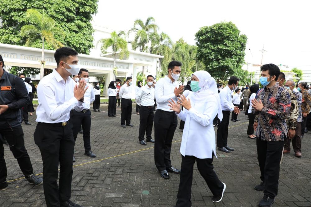 Gubernur Jatim Khofifah Indar Parawansa cek kesiapan Apel CPNS