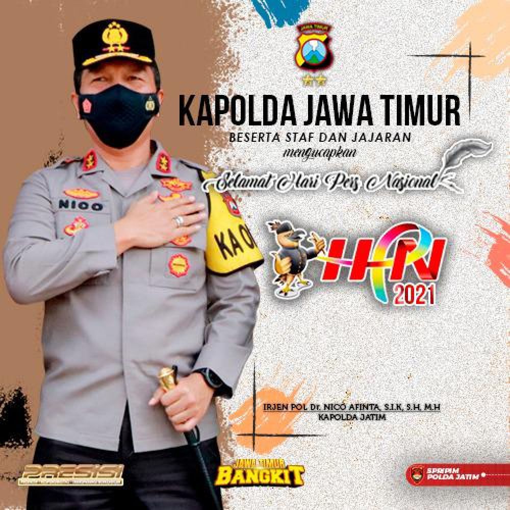 Kapolda Jatim Irjen Pol Dr. Nico Afinta berikan ucapan selamat di Hari Pers Nasional