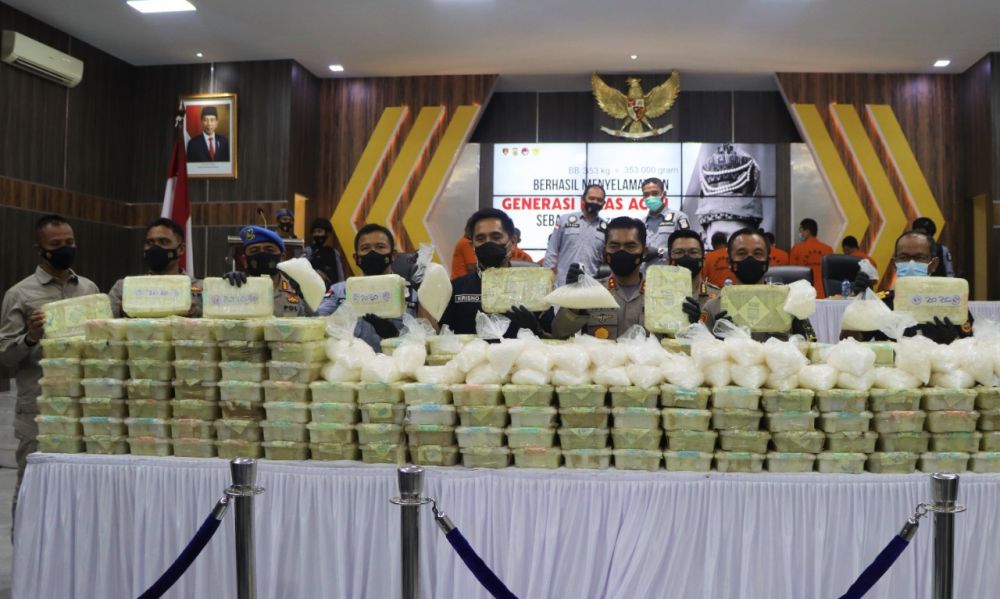Polda Aceh Ungkap Kasus Narkotika Jaringan Internasional Seberat 353Kg