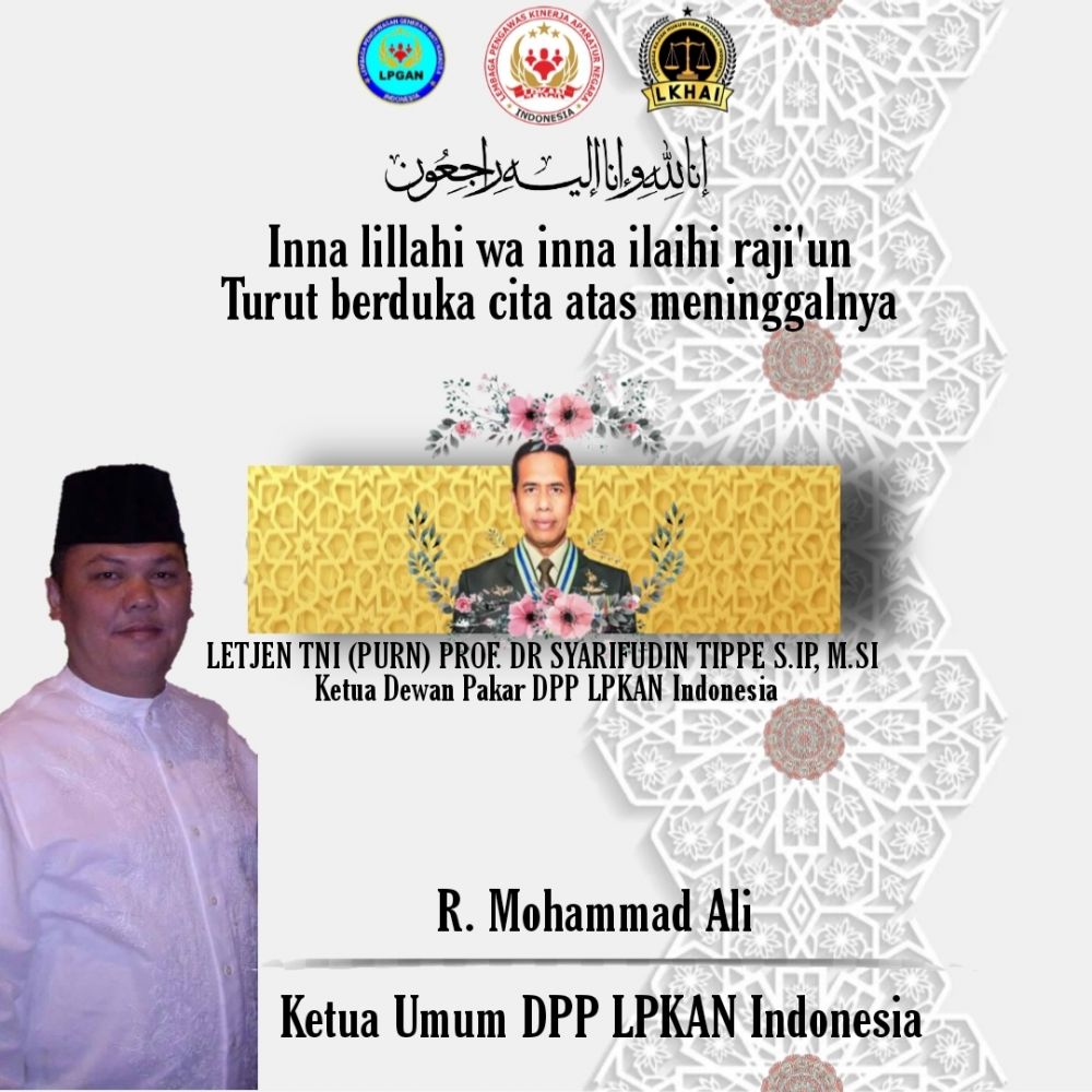 Telah meninggal dunia Letjen (Purn) TNI Prof. Syarifudin Tippe
