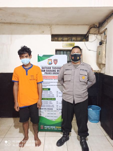 Tersangka MS diamankan Satnarkoba Polres Gresik