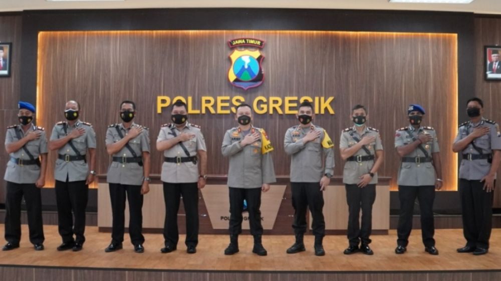 Kapolres Gresik AKBP Arief Fitrianto bersama Polsek jajaran dan PJU Polres Gresik