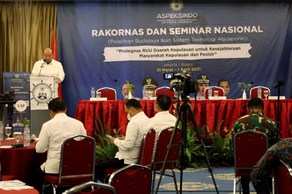 Ketua DPD RI AA LaNyalla Mahmud Mattalitti saat menghadiri rakornas
