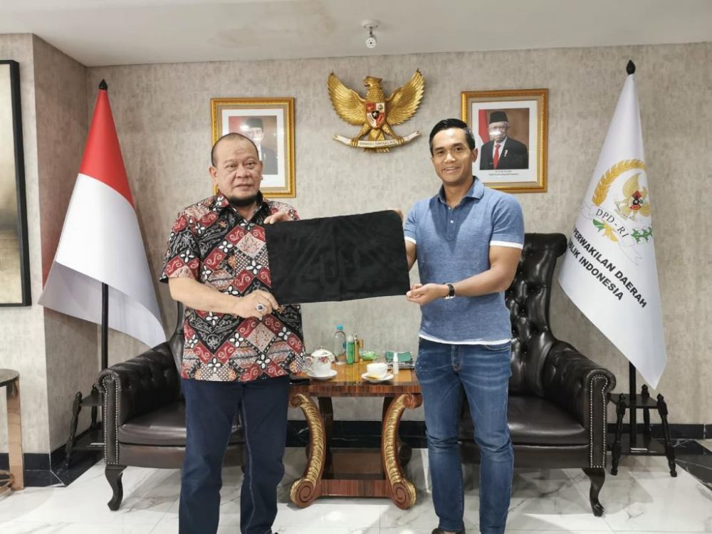 Ketua DPD RI AA LaNyalla Mahmud Mattalitti bersama Calon ketua umum kadin Indonesia Anindya Bakrie
