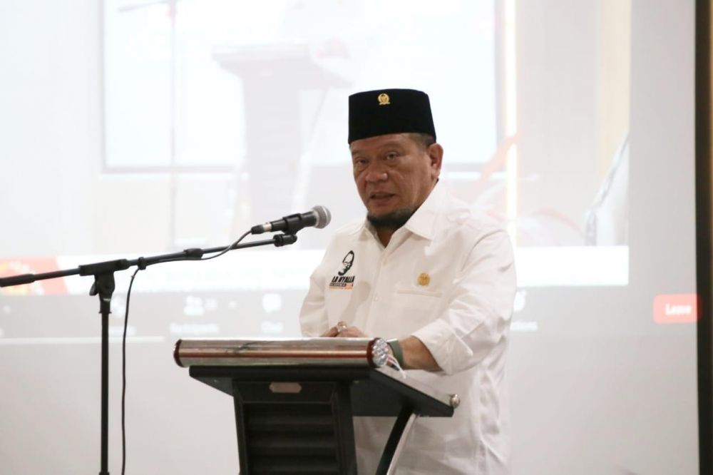 Ketua DPD RI AA LaNyalla Mahmud Mattalitti saat berikan sambutan