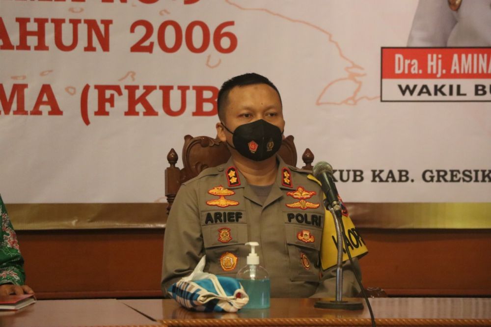 Kapolres Gresik AKBP Arief Fitrianto saat menghadiri acara FKUB