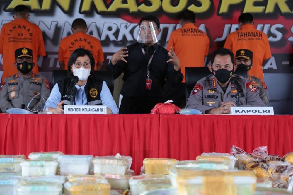 Kapolri Jenderal Listyo Sigit Prabowo saat merelease penangkapan Narkotika jaringan Internasional