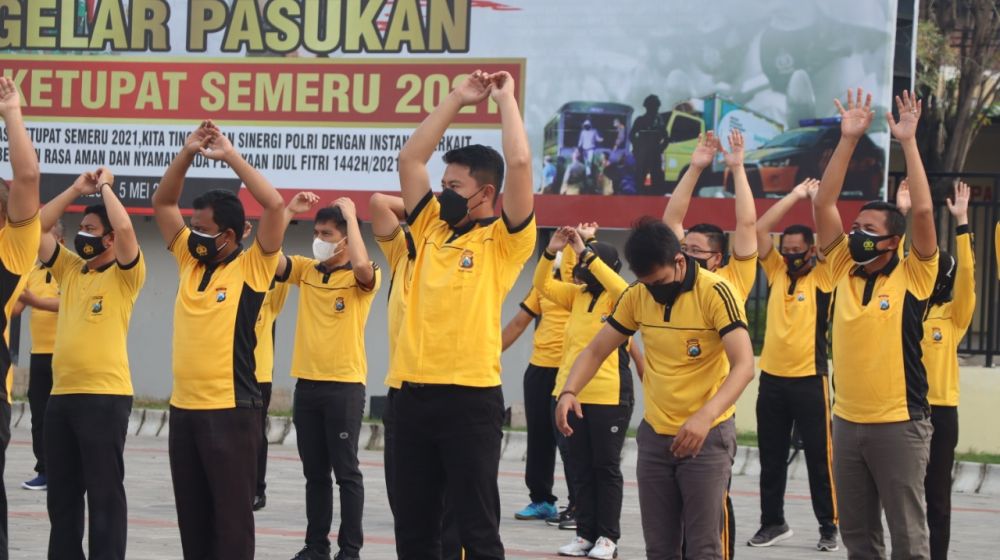 Saat Pandemi Anggota Polres Gresik Tingkatkan Imunitas dengan Olahraga