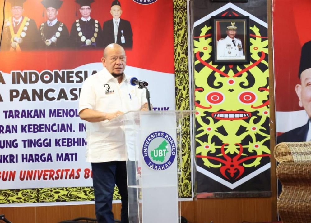 Ketua DPD RI saat memberikan keynote speech dalam FGD yang digelar universitas Borneo Tarakan Kalimantan Utara