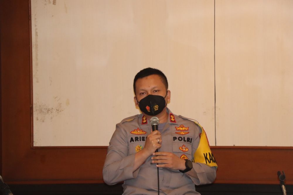 Kapolres Gresik AKBP Arief Fitrianto saat memberikan sambutan