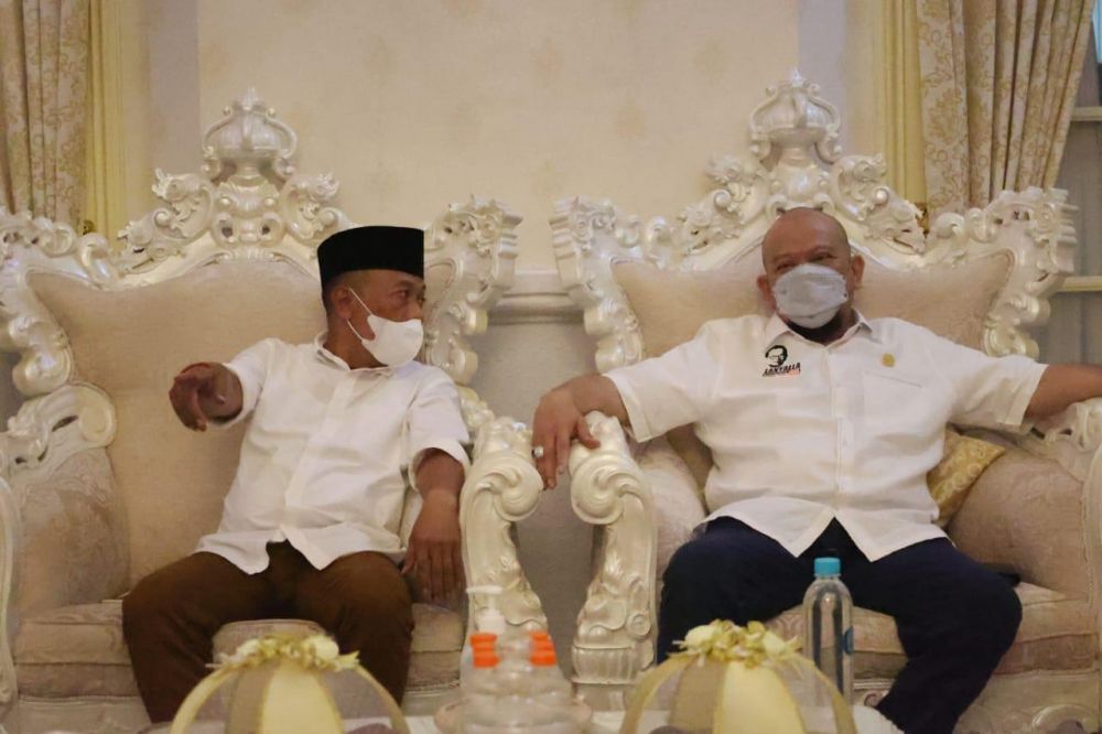 Ketua DPD RI AA LaNyalla Mahmud Mattalitti saat bertemu Bupati Ponorogo