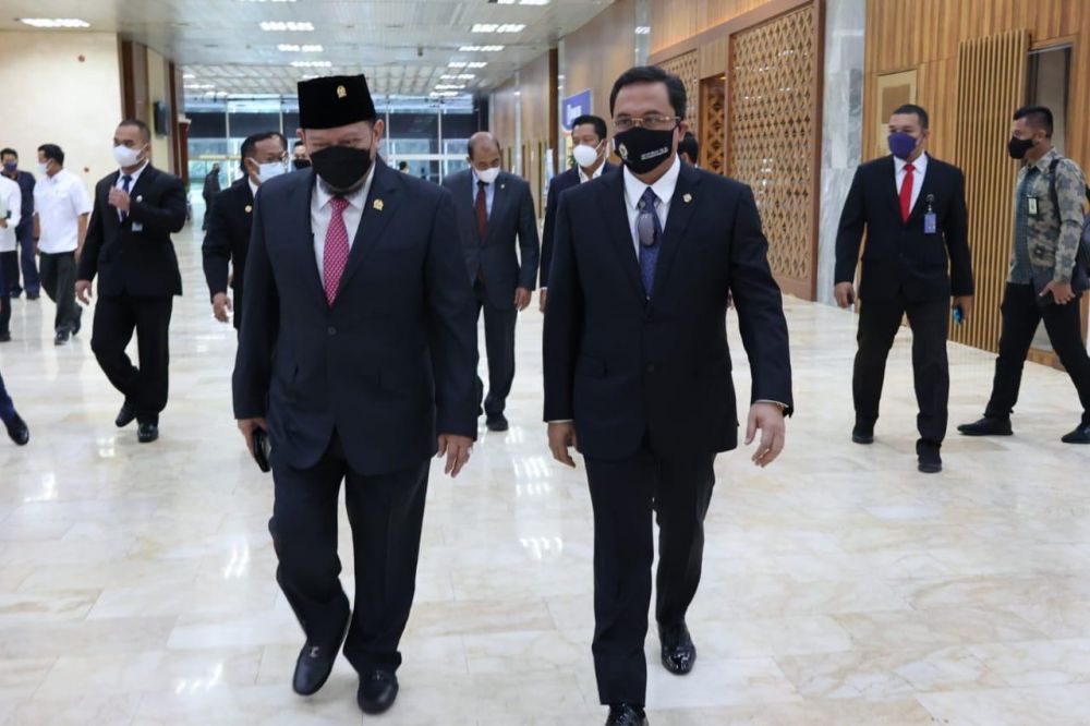 Ketua DPD RI AA LaNyalla Mahmud Mattalitti saat menghadiri sidang Paripurna