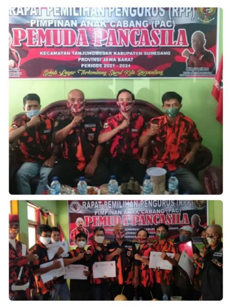 Atas Tampak foto ketua PAC Tanjungmedar terpilih, Sekjen PAC, ketua ranting Jingkang, bawah foto bersama seluruh para ketua - ketua