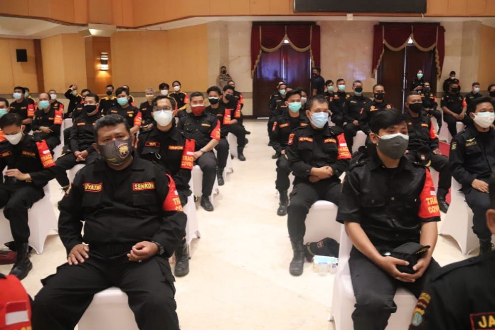 Relawan Senkom yang mengikuti pelatihan pembekalan Tracer Covid-19 dari Baharkam Polri