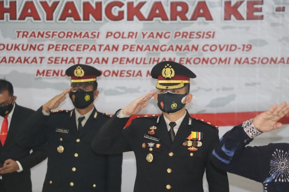 Polres Gresik bersama Forkopimda upacara virtual HUT Bhayangkara