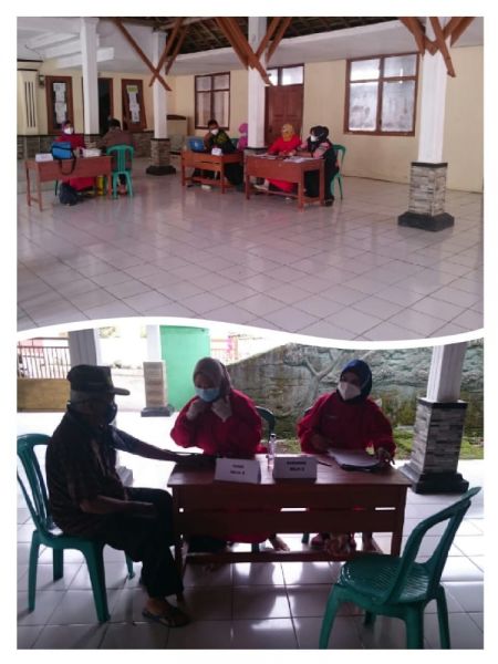 Foto disaat pasien yang akan divaksin oleh satgas kesehatan puskesmas Hariang