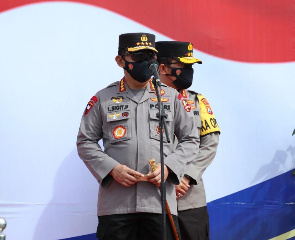 Kapolri Jenderal Polisi Listyo Sigit Prabowo saat memberikan sambutan