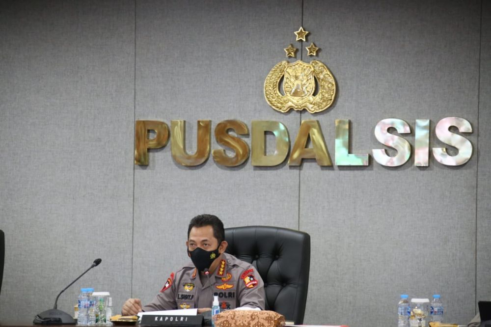 Kapolri Jenderal Polisi Listyo Sigit Prabowo saat memberikan sambutan