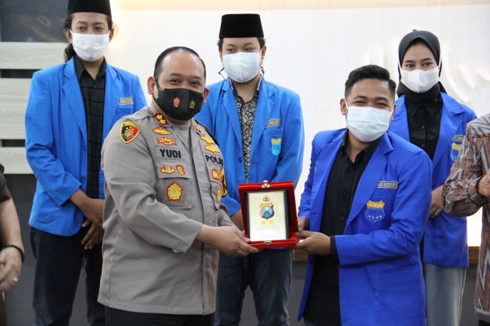 Kapolres Kediri Kota AKBP Wahyudi bersama PMII saat audiens
