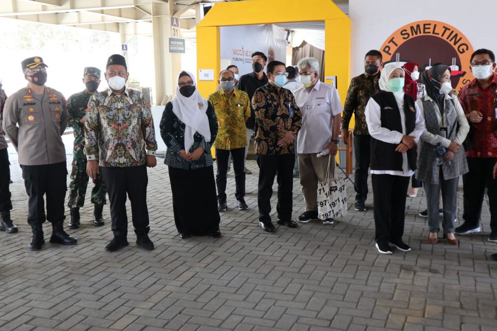 Gubernur Jatim dan Menperin RI cek vaksinasi di dampingi Kapolres Gresik, Bupati dan wakil