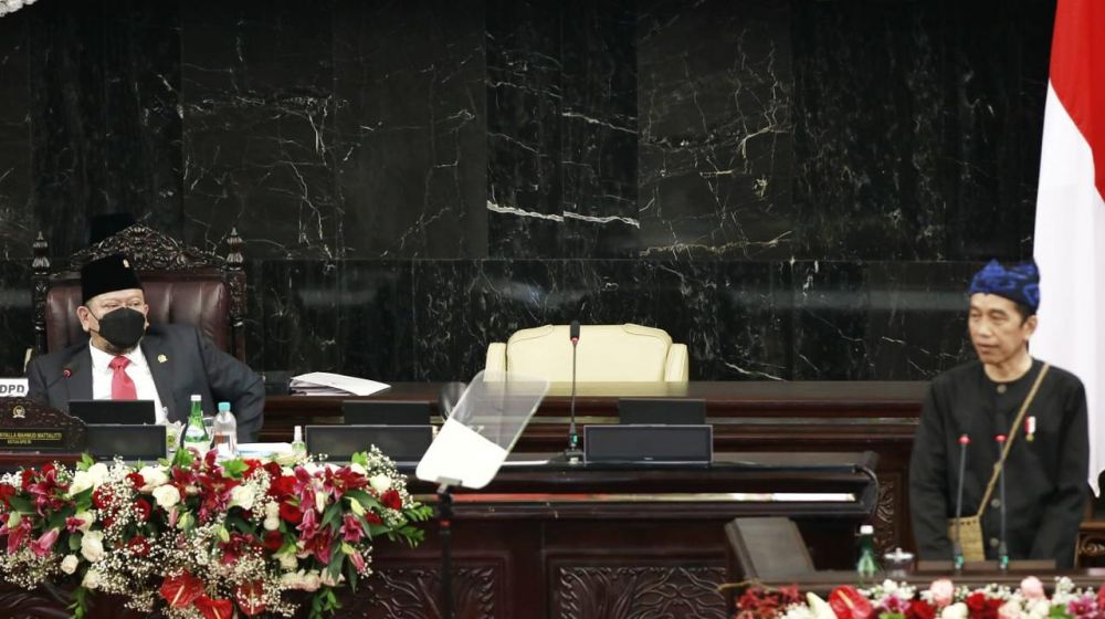 Ketua DPD RI memimpin sidang bersama DPR RI dan di hadiri Presiden Jokowi