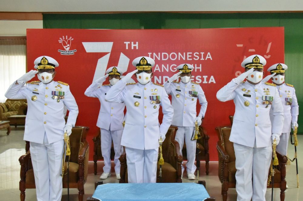 Dankodiklatal bersama PJU TNI AL laksanakan upacara HUT Kemerdekaan RI secara virtual