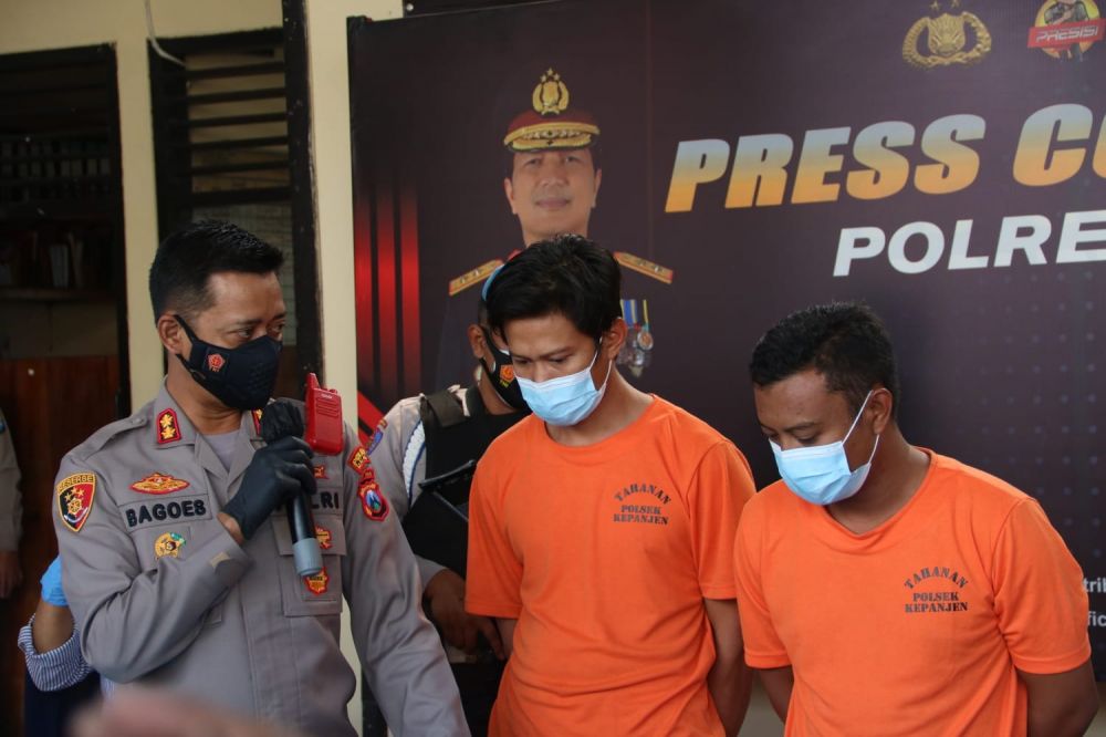 Kapolres Malang AKBP Bagoes Wibisono saat release pencurian besi rel kereta api