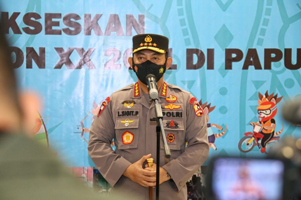 Kapolri Jenderal Polisi Listyo Sigit Prabowo saat memberikan sambutan