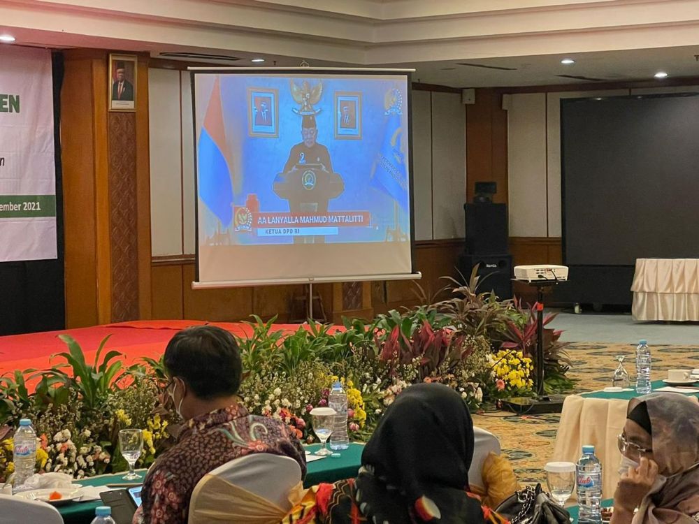 Ketua DPD RI AA LaNyalla Mahmud Mattalitti saat vidcon