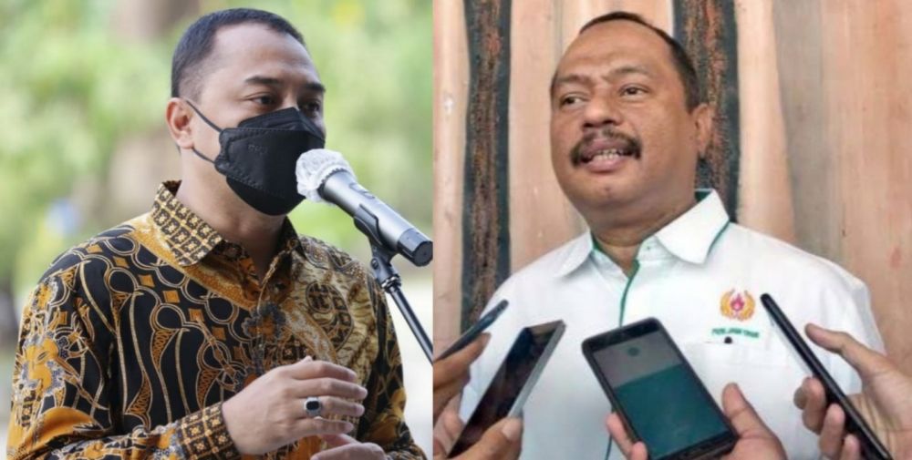 Walikota Surabaya Eri Cahyadi dan ketua Satgas Kontingen PON Jatim M. Nabil