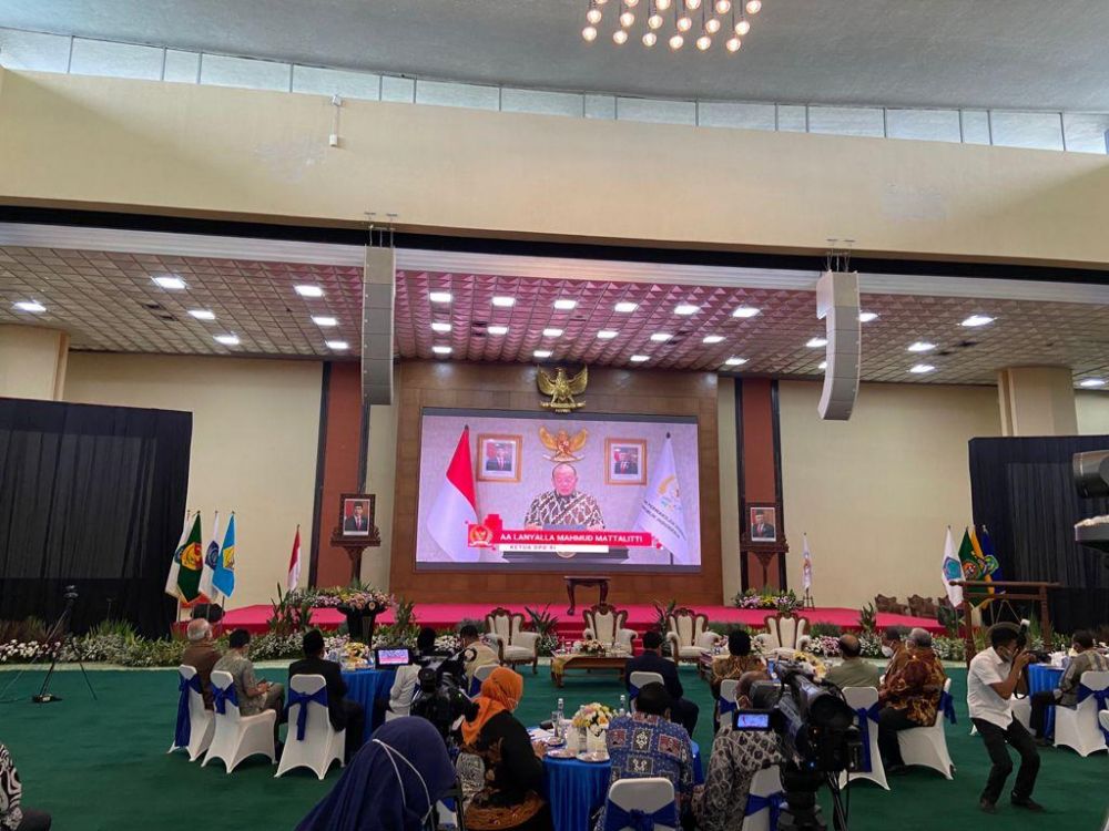 Ketua DPD RI AA LaNyalla Mahmud Mattalitti saat vidcon