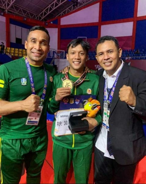 Putra dari Serka Sumarsono anggota Kodim 0830/SU mendapat emas di Cabor karate PON XX Papua
