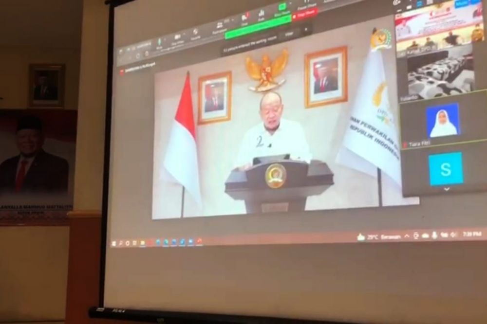 Ketua DPD RI AA LaNyalla Mahmud Mattalitti saat vidcon