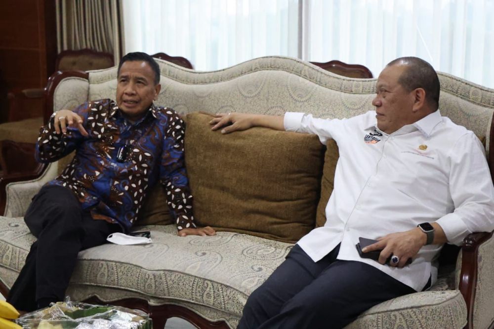 Ketua DPD RI AA LaNyalla Mahmud Mattalitti saat bertemu Miing