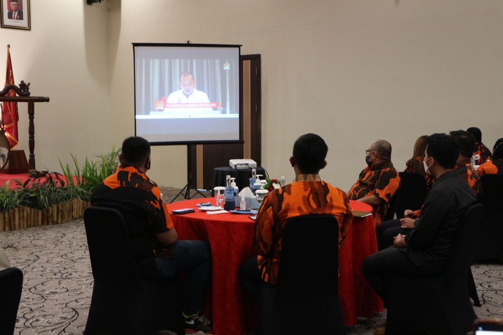 Ketua DPD RI AA LaNyalla Mahmud Mattalitti saat vidcon