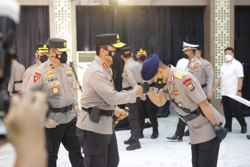 Kapolda Jatim Irjen Pol Dr Nico Afinta saat gelar Sertijab Polres jajaran Polda Jatim dan PJU