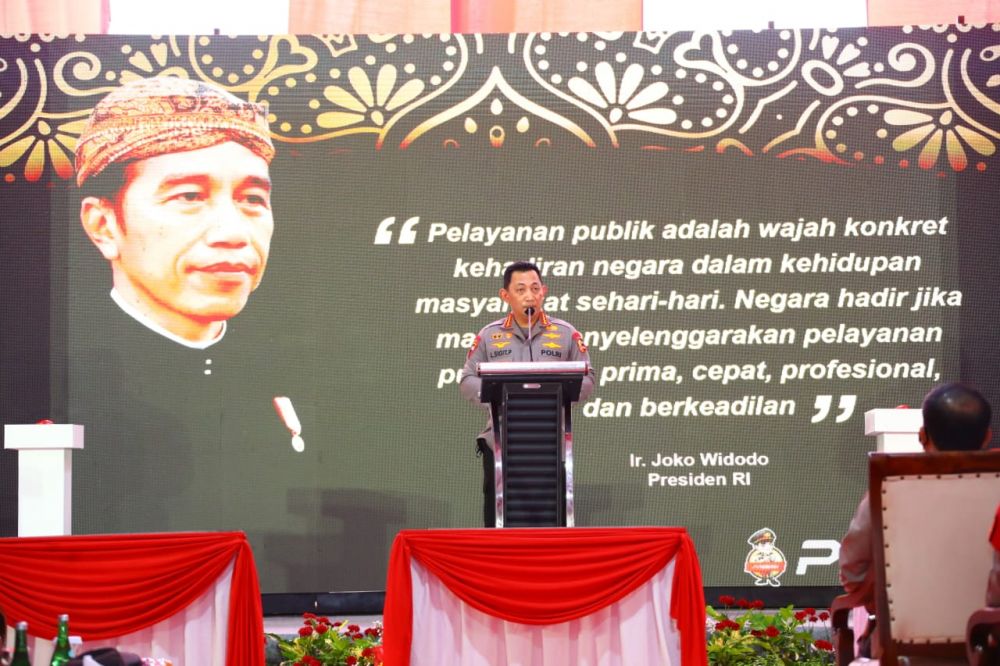 Kapolri Jenderal Listyo Sigit Prabowo saat memberikan sambutan 